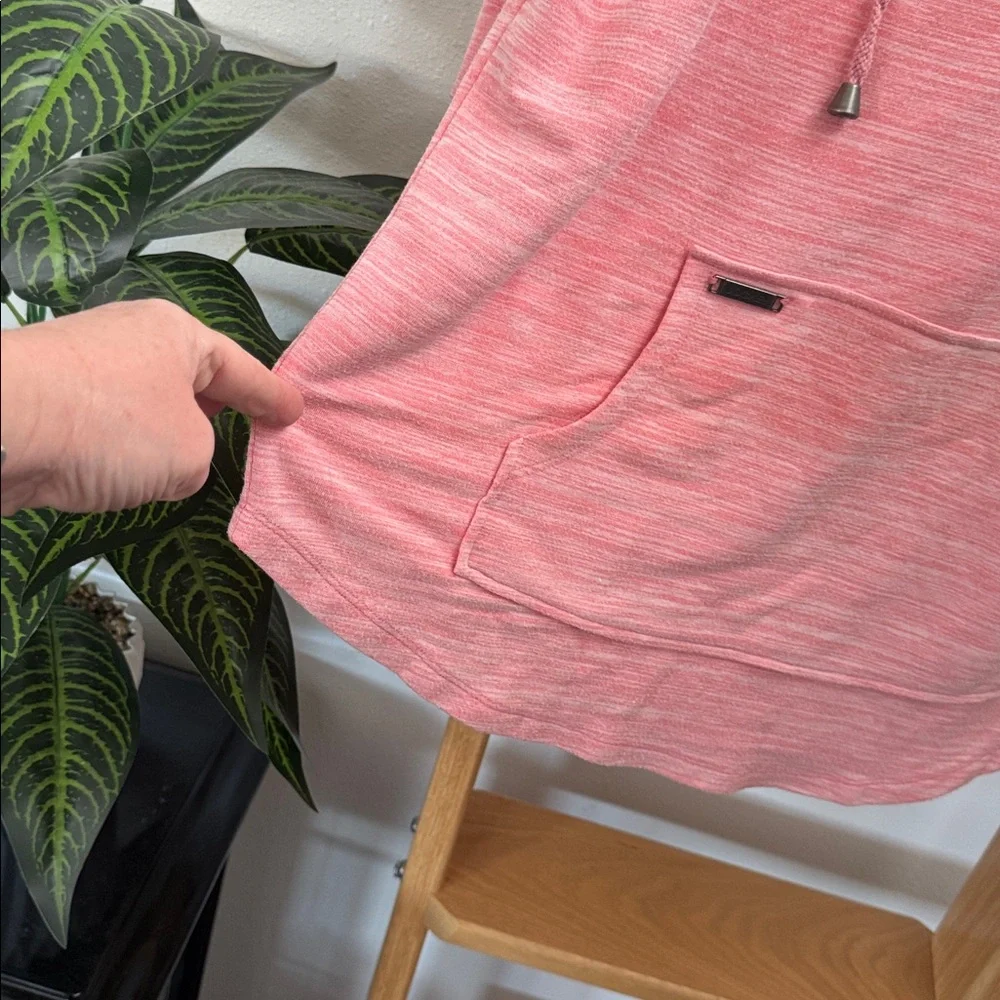Jockey Oversized Active Pink Variegated Hooded Pullover Front Pocket 3/4 sleeve - Picture 6 of 8